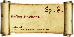 Szűcs Herbert névjegykártya